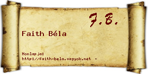 Faith Béla névjegykártya